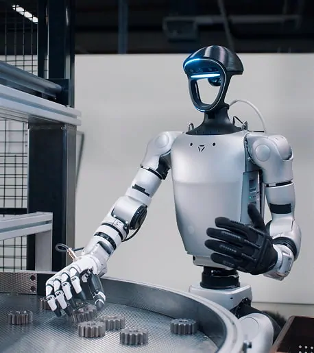 Humanoidní robot Schaeffler při práci ve výrobním provozu